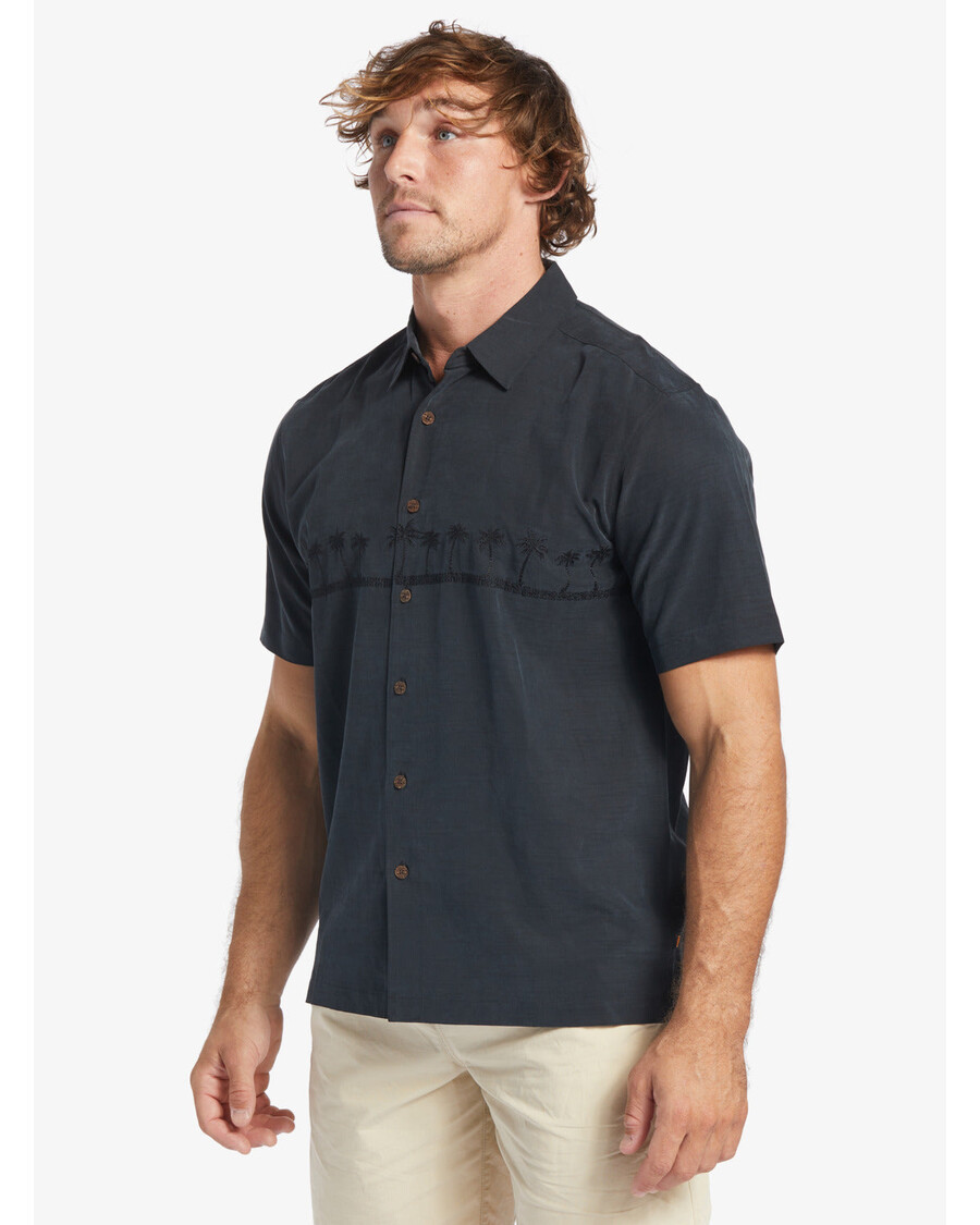 Рубашка против морщин премиум-класса Quiksilver Waterman Tahiti Palms — черная
