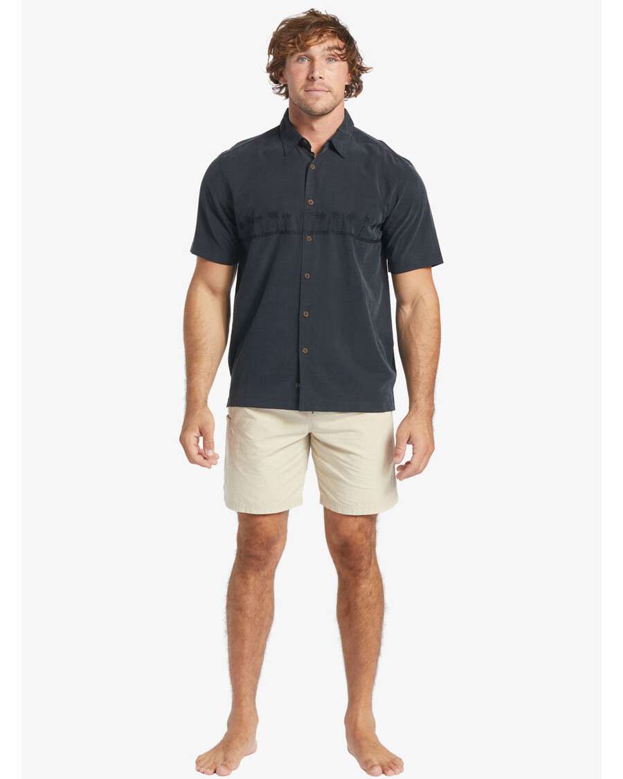 Рубашка против морщин премиум-класса Quiksilver Waterman Tahiti Palms — черная