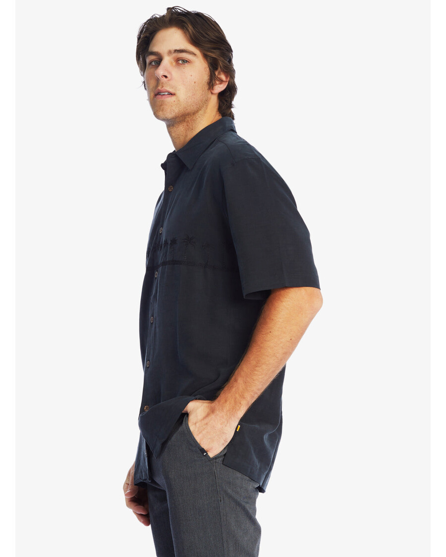 Рубашка против морщин премиум-класса Quiksilver Waterman Tahiti Palms — черная