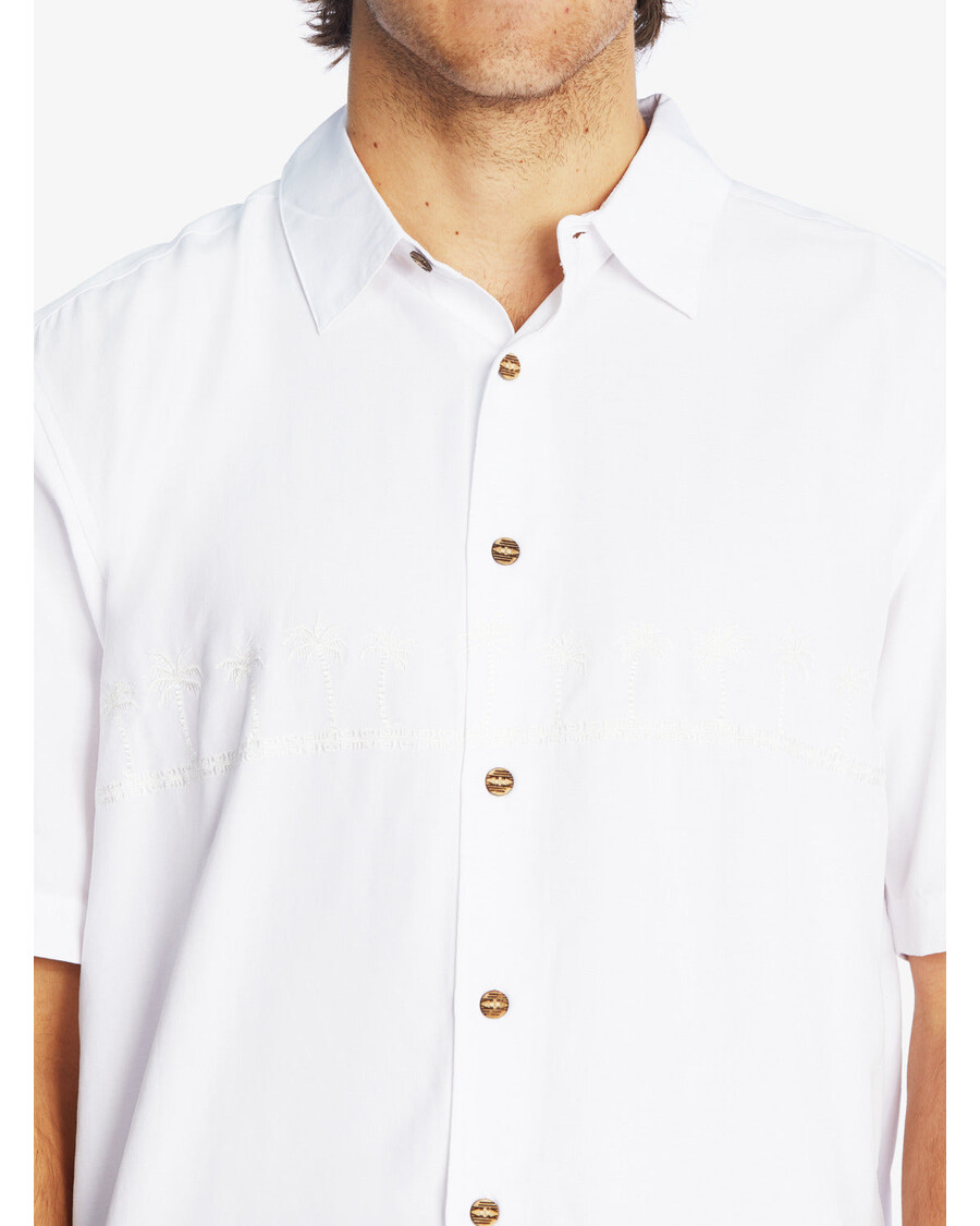Quik Silver Waterman Tahiti Palms Premium Anti-Wrinkle Shirt - White