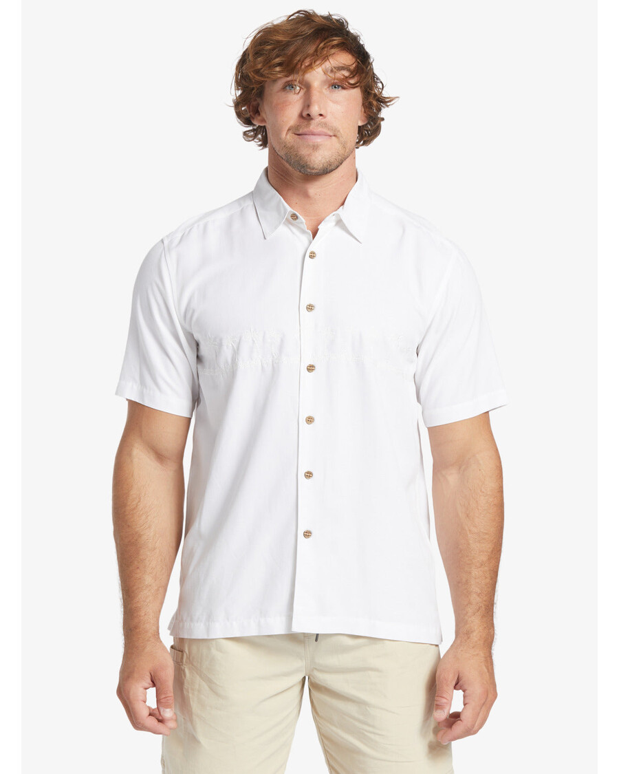 Quik Silver Waterman Tahiti Palms Premium Anti-Wrinkle Shirt - White