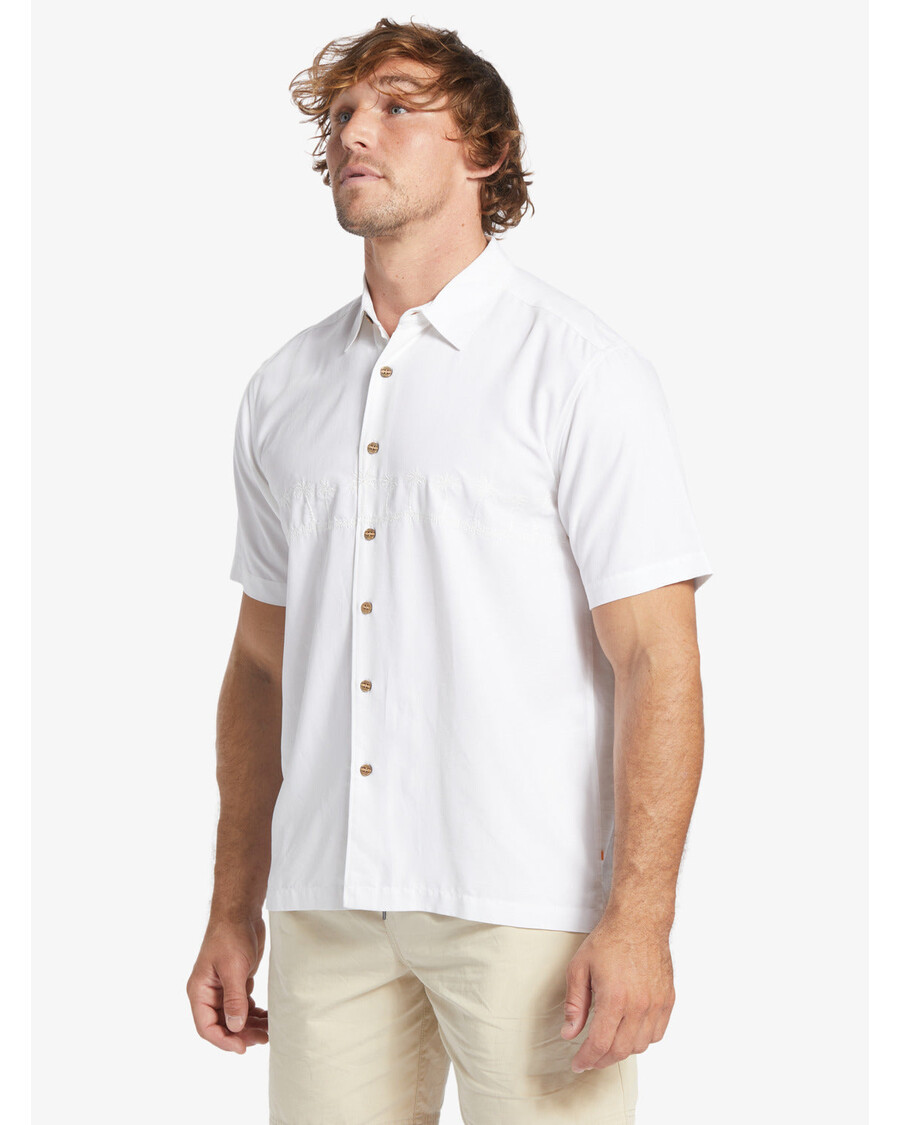 Quik Silver Waterman Tahiti Palms Premium Anti-Wrinkle Shirt - White