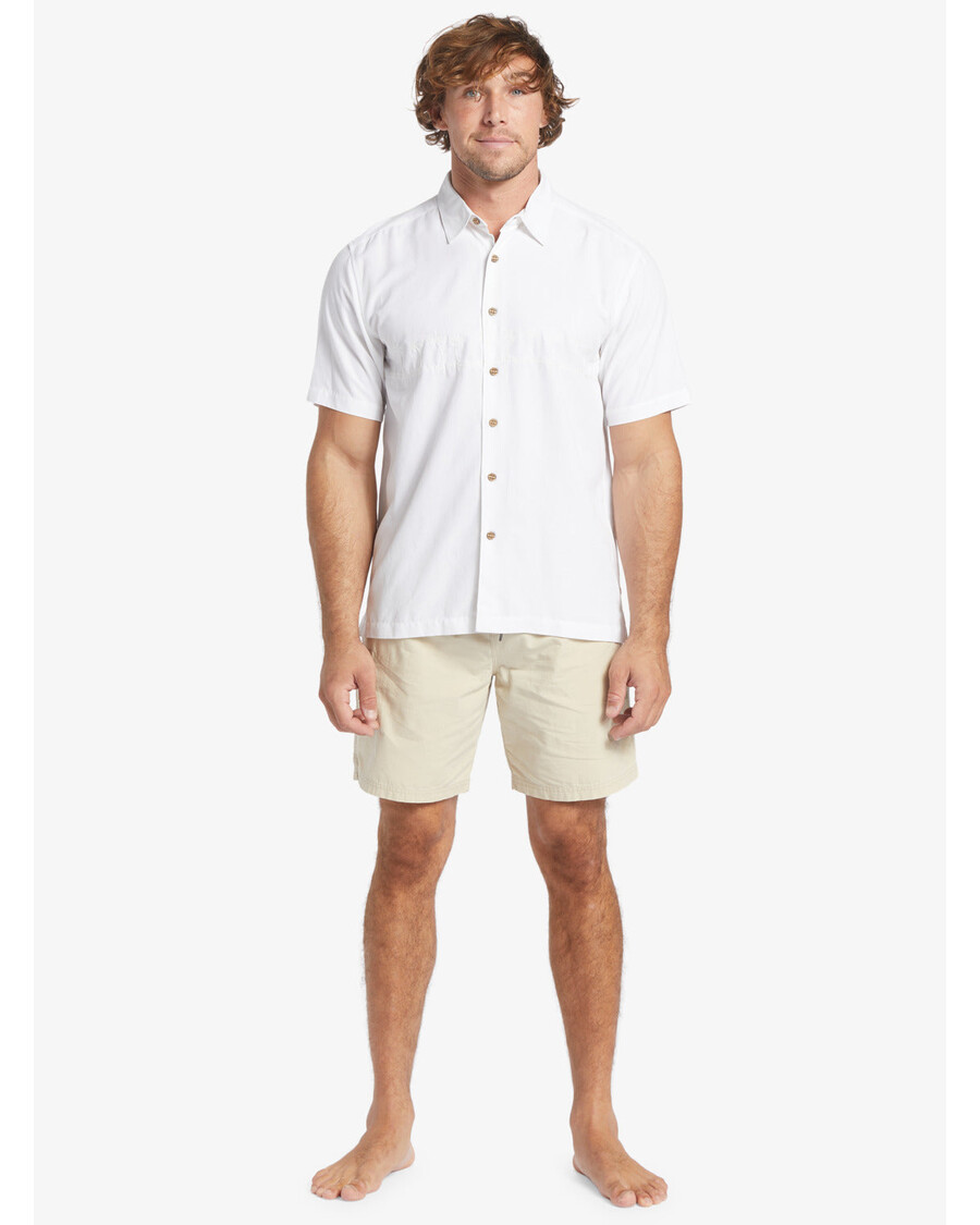 Quik Silver Waterman Tahiti Palms Premium Anti-Wrinkle Shirt - White