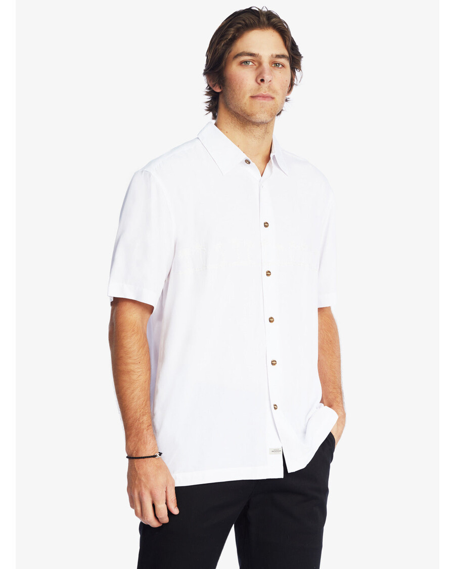 Quik Silver Waterman Tahiti Palms Premium Anti-Wrinkle Shirt - White