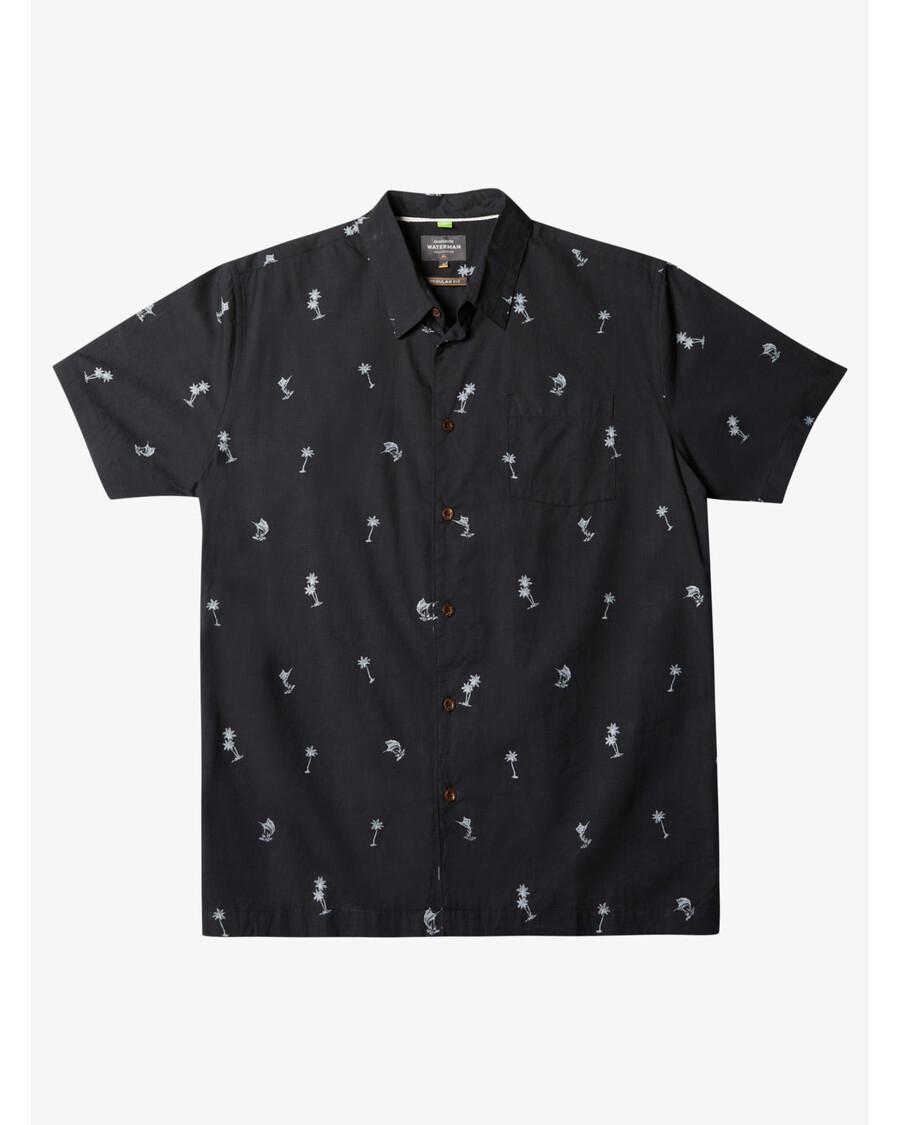 Quiksilver Waterman Sail Palm Košeľa S Krátkym Rukávom - Black Sail Palms
