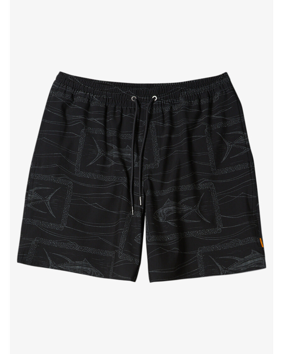 Quiksilver Waterman Reef Point Volley 17" Peldbikses - Melnas Rifa Punkts