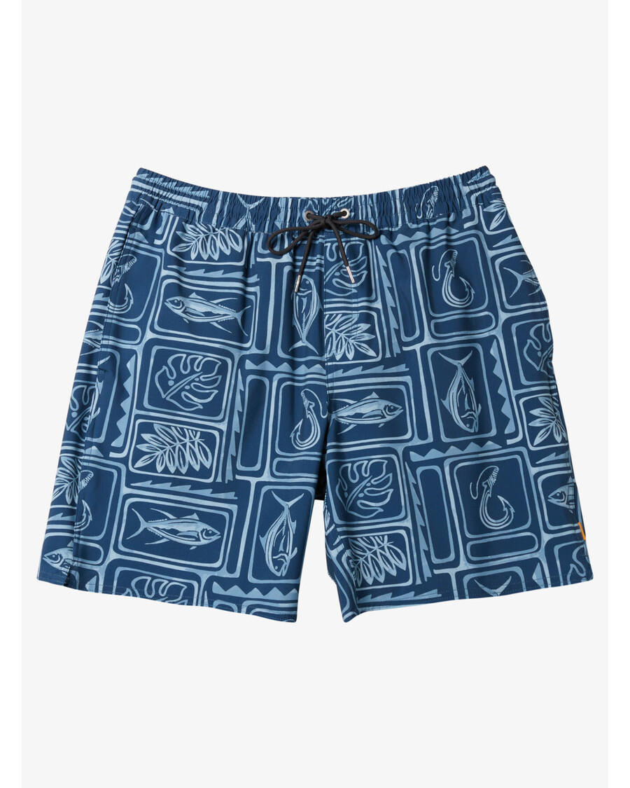 Quiksilver Waterman Ierāmētas Volejbola 17" Peldbikses - Ierāmētas Mākslas Praporščiks Zils