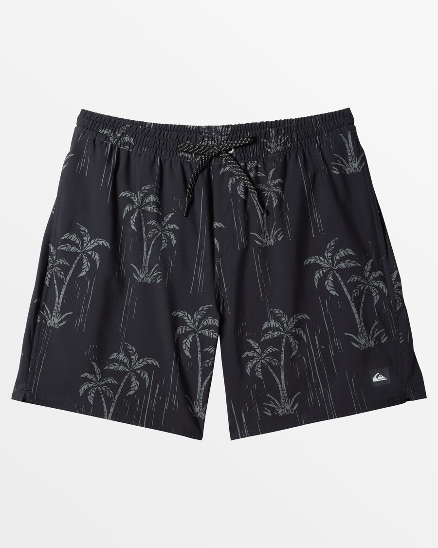 Quiksilver Waterman Shady Palms 18'' Elastiska Midja Trunkar - Shady Palm- Svart