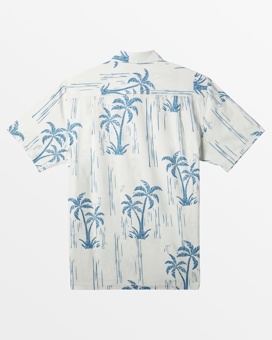 Quik Silver Waterman Shady Palms Short Sleeve Shirt - Mystic Blue Shady Palms Woven