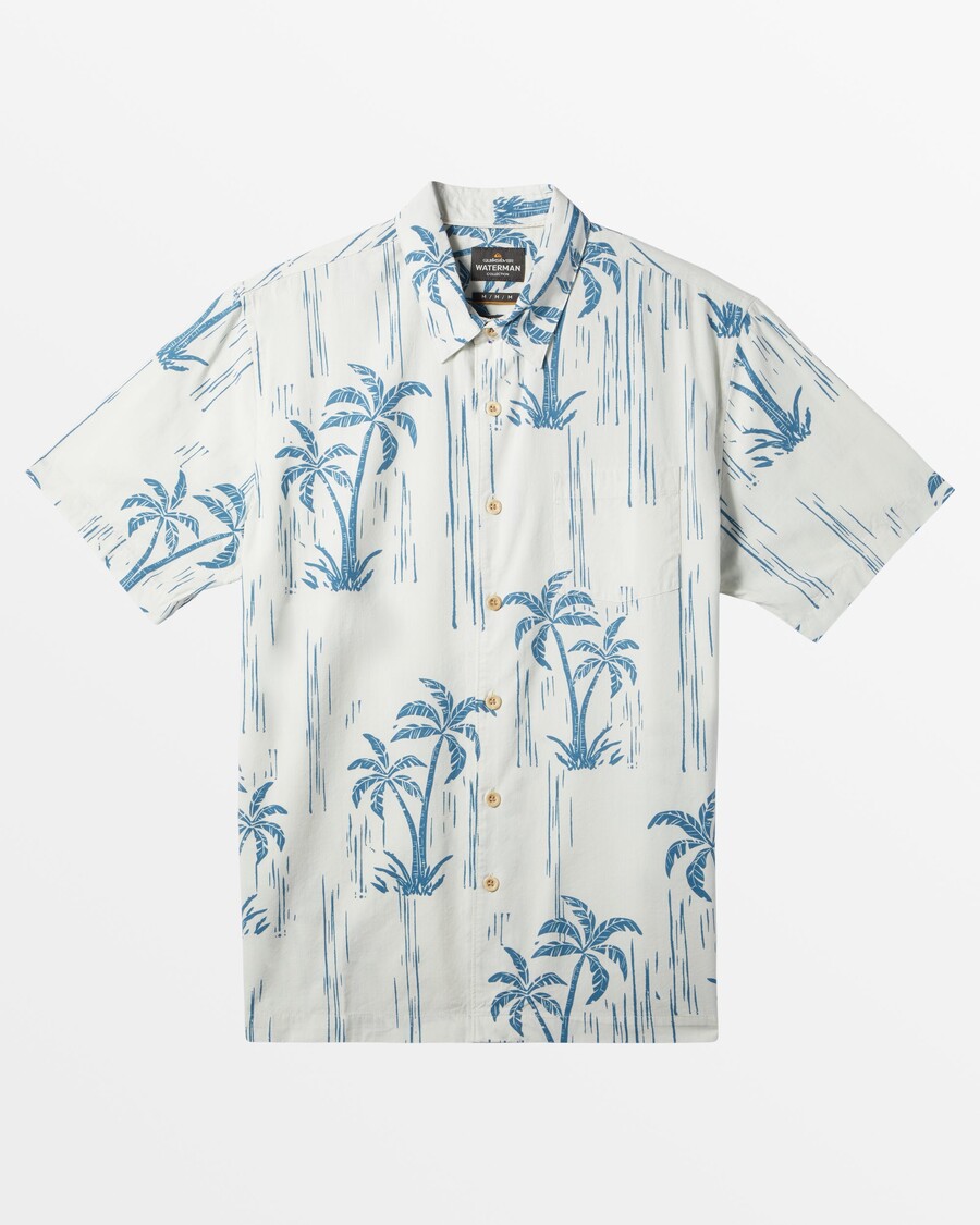 Quiksilver Waterman Shady Palms Kortärmad Skjorta - Mystic Blue Shady Palms Vävda