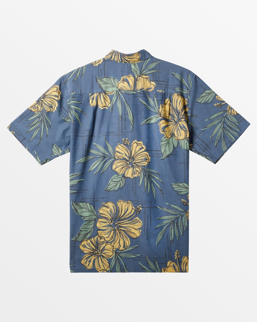 Quiksilver Waterman Flower Power Kortermet Skjorte - Ensign Blå Flower Power Vevd