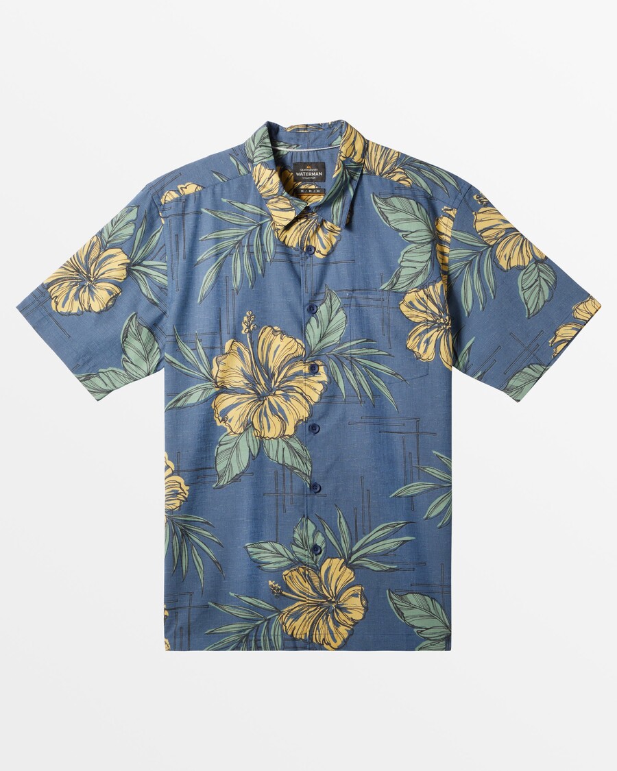 Quiksilver Waterman Flower Power Majica Kratkih Rukava - Zastava Blue Flower Power Tkana