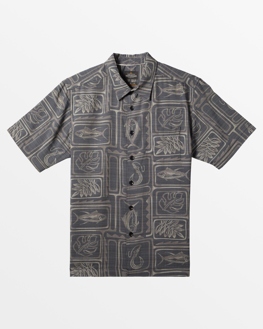Quiksilver Waterman Majica Kratkih Rukava S Uokvirenom Ribom - Tkana Crna Uokvirena Riba