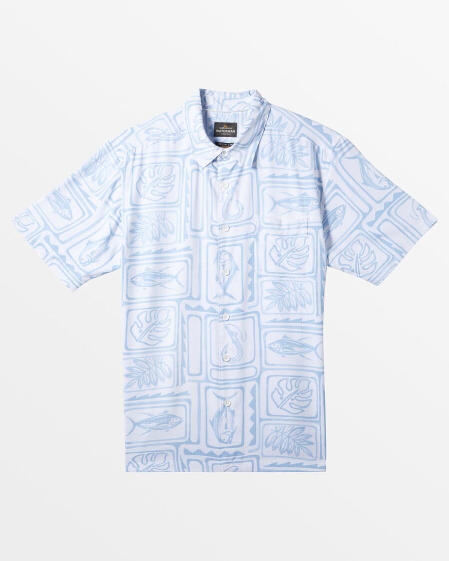Quiksilver Waterman Majica Kratkih Rukava S Uokvirenom Ribom - Tkana Bijela Uokvirena Riba