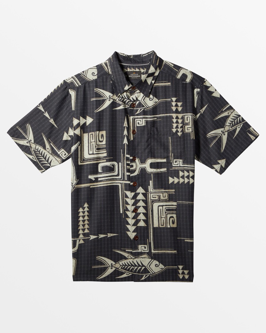 Quiksilver Waterman Molokai Majica Kratkih Rukava - Crno Molokai Tkanje