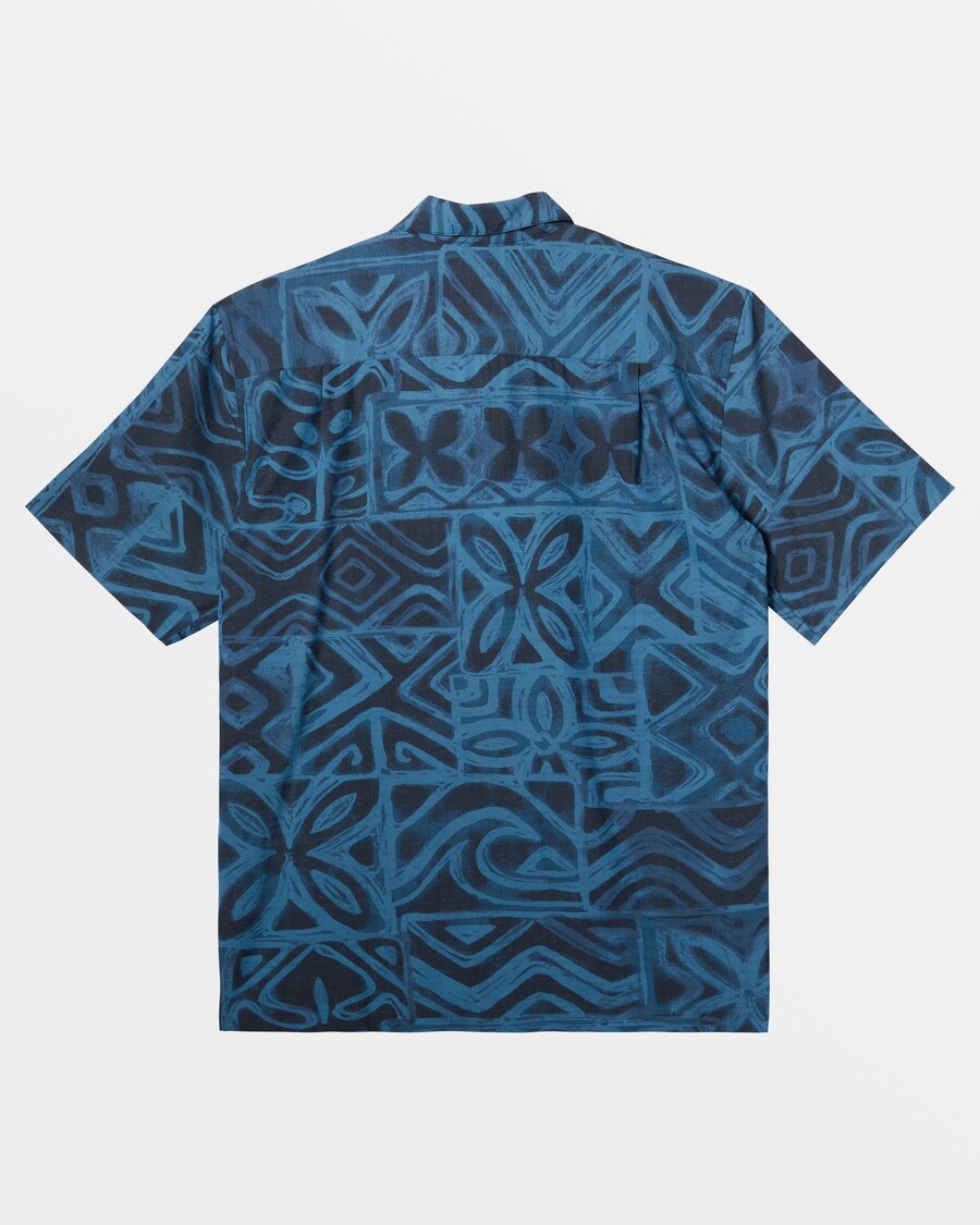 Quik Silver Waterman Batik Tapa Short Sleeve Shirt - Majolica Blue Batik Tapa
