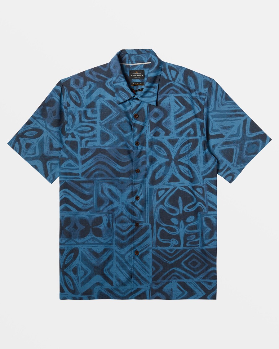 Quiksilver Waterman Batik Tapa Kortärmad Skjorta - Majolica Blå Batik Tapa