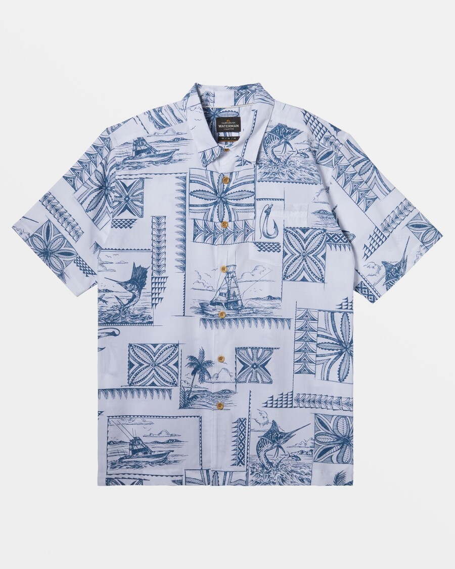 Quiksilver Waterman Bill Fish Kortärmad Skjorta - Vit Näbbfisk