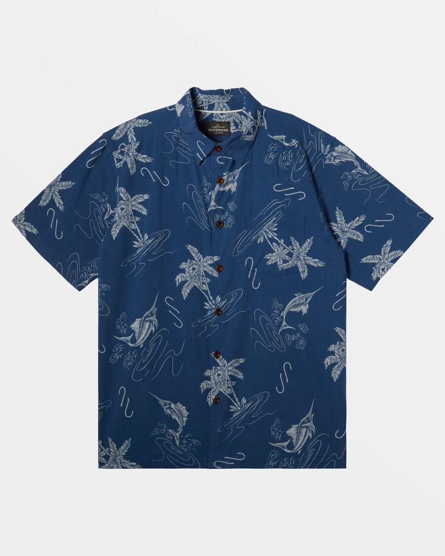 Рубашка с короткими рукавами Quiksilver Waterman Bimini Twist — Ensign Blue Bimini Twist