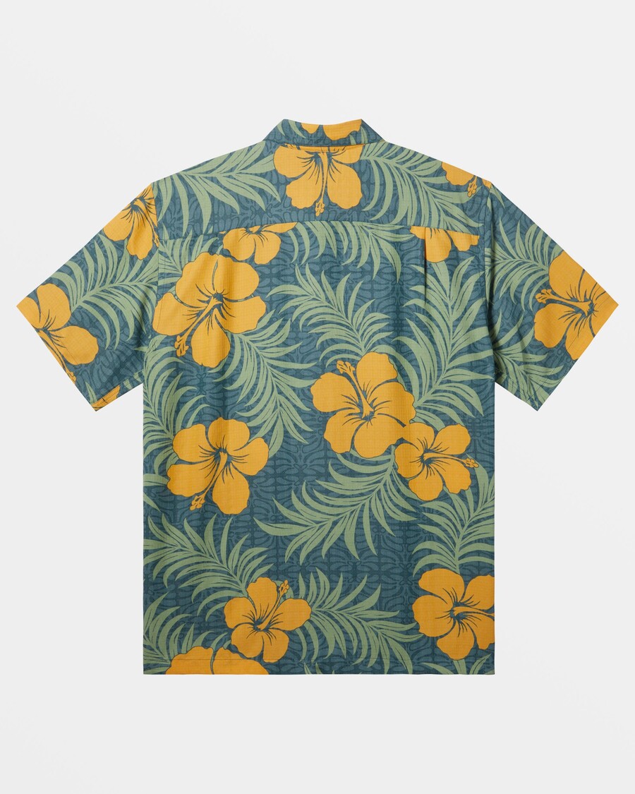 Quik Silver Waterman Full Bloom Short Sleeve Shirt - Indian Teal Full Bloom