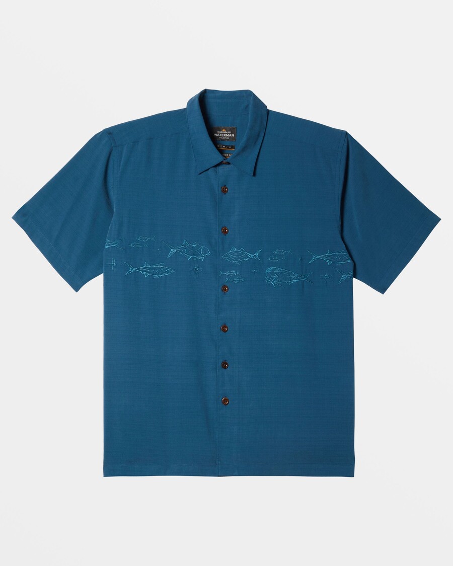 Camicia A Maniche Corte Quiksilver Waterman Offshore - Blu Maiolica