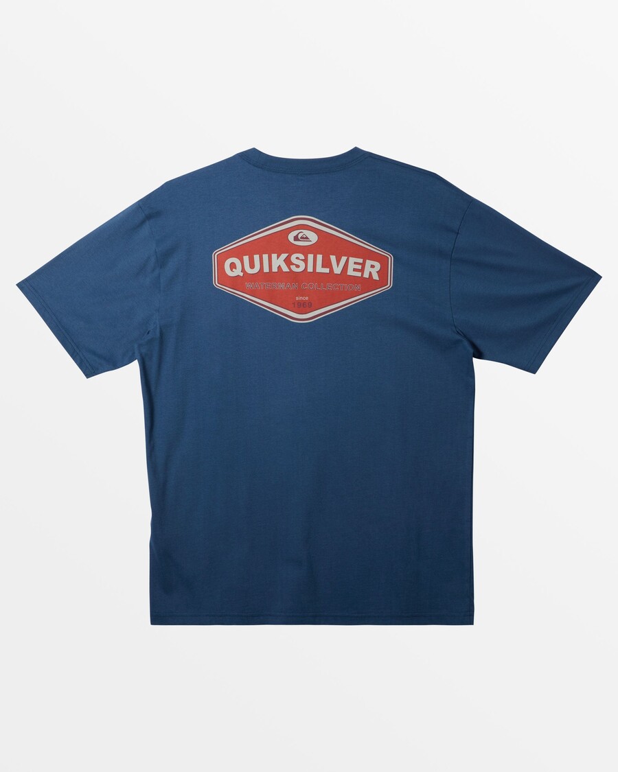 Футболка Quiksilver Waterman Timeless — синяя с логотипом