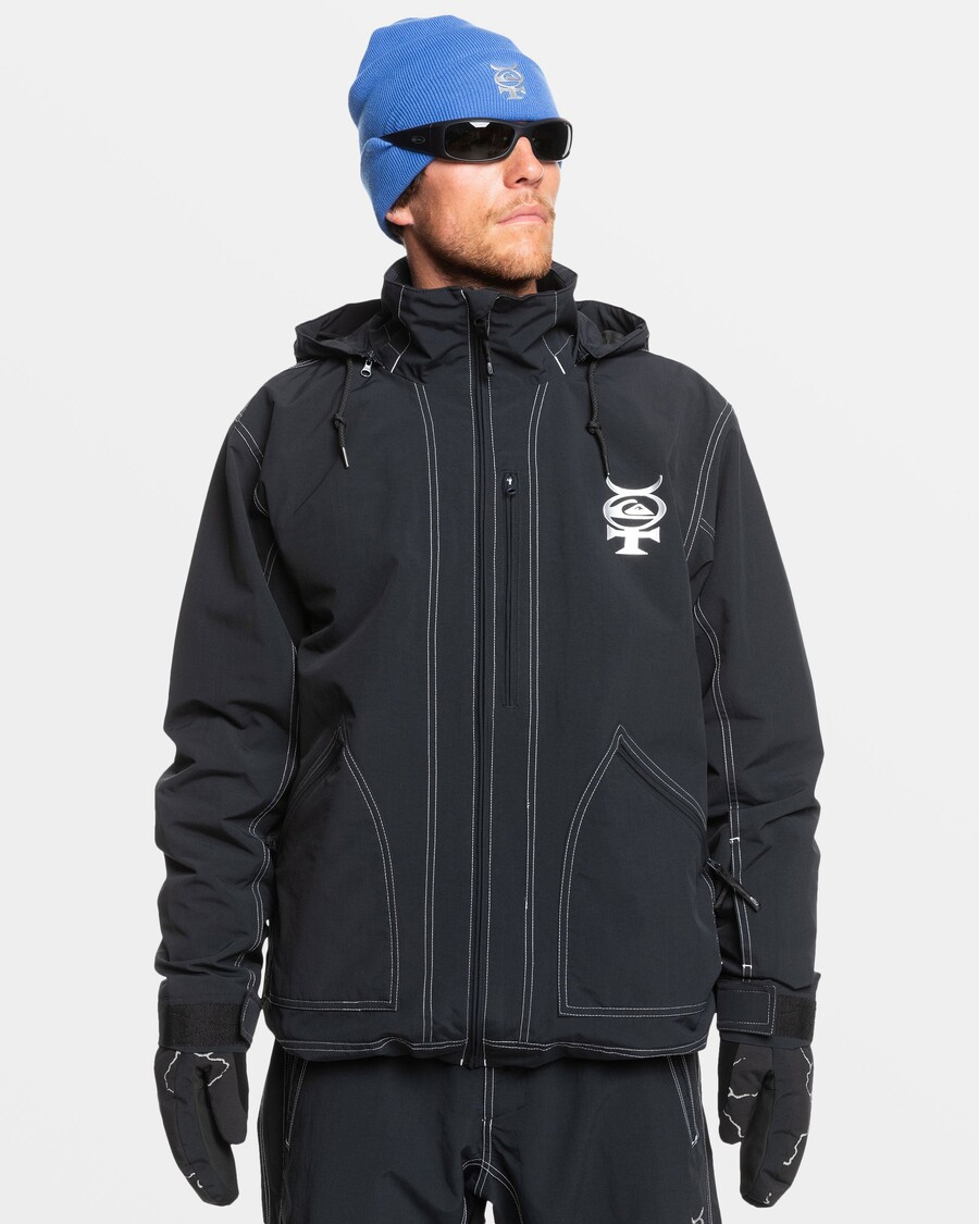 Quiksilver živá Drátěná Sněhová Bunda - Pravá černá