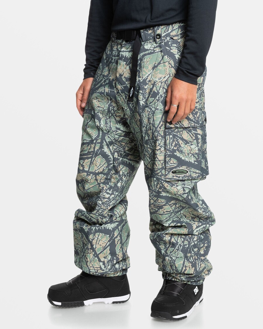 Quik Silver Snow Down Snow Pants - Woodland Abstract Sea Spray