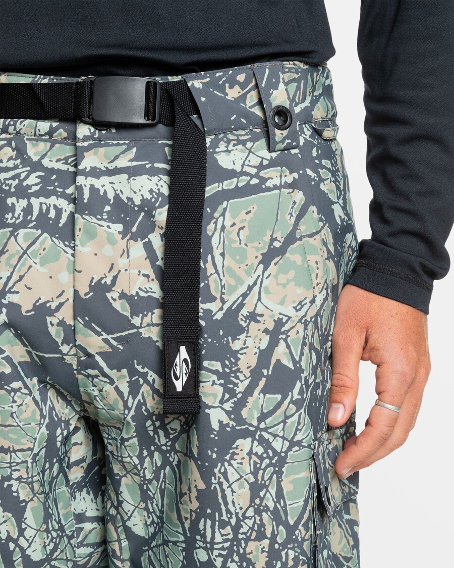 Quik Silver Snow Down Snow Pants - Woodland Abstract Sea Spray