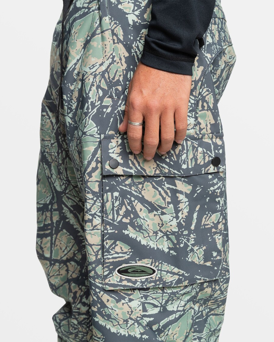 Quik Silver Snow Down Snow Pants - Woodland Abstract Sea Spray