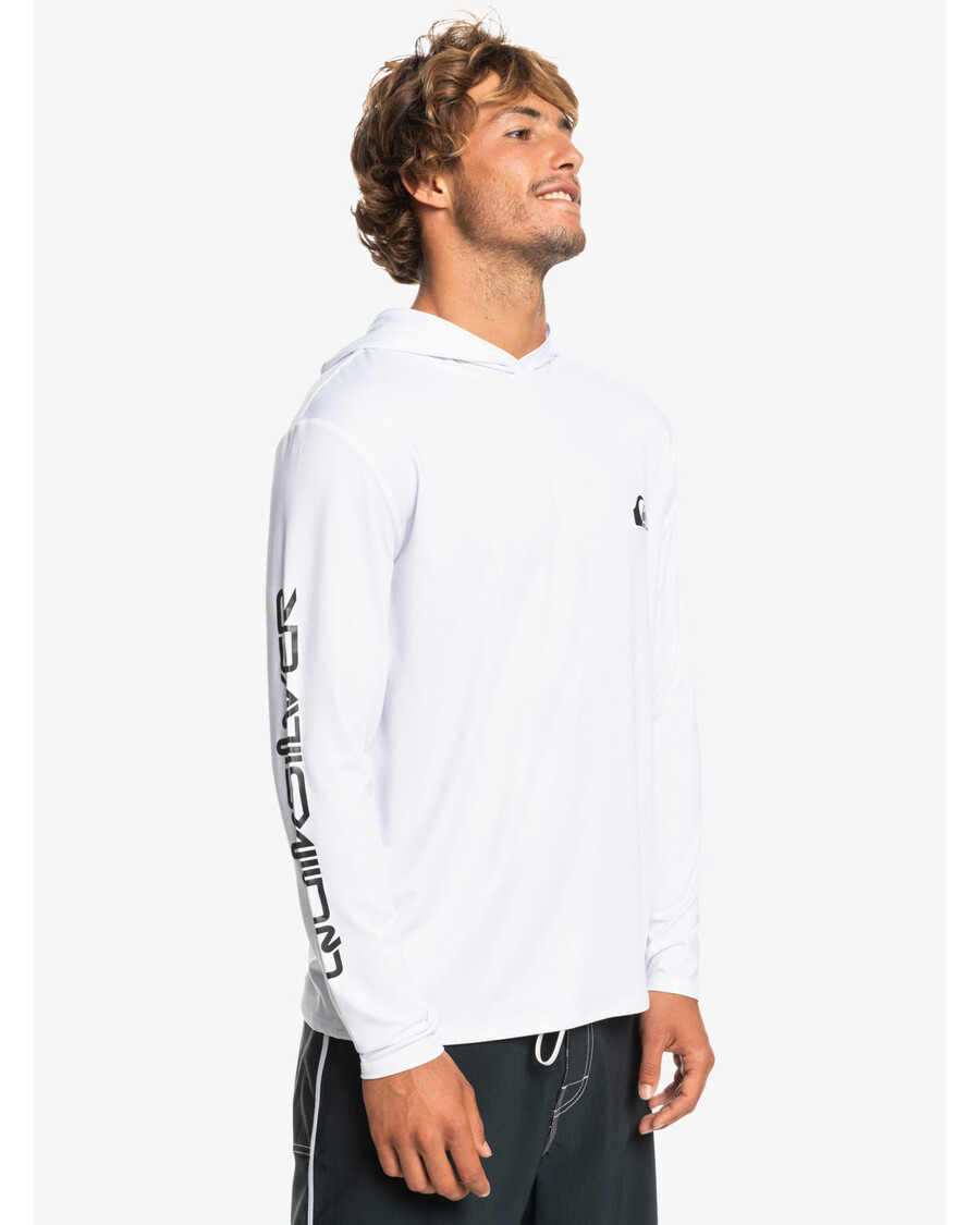 Quik Silver Omni Session UPF 50 Hooded Long Sleeve Surf Tee - White