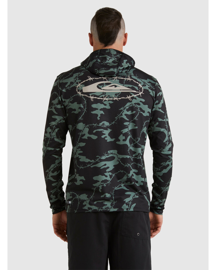 Quik Silver Mikey Hooded Long Sleeve UPF 50 Surf T-Shirt - Black