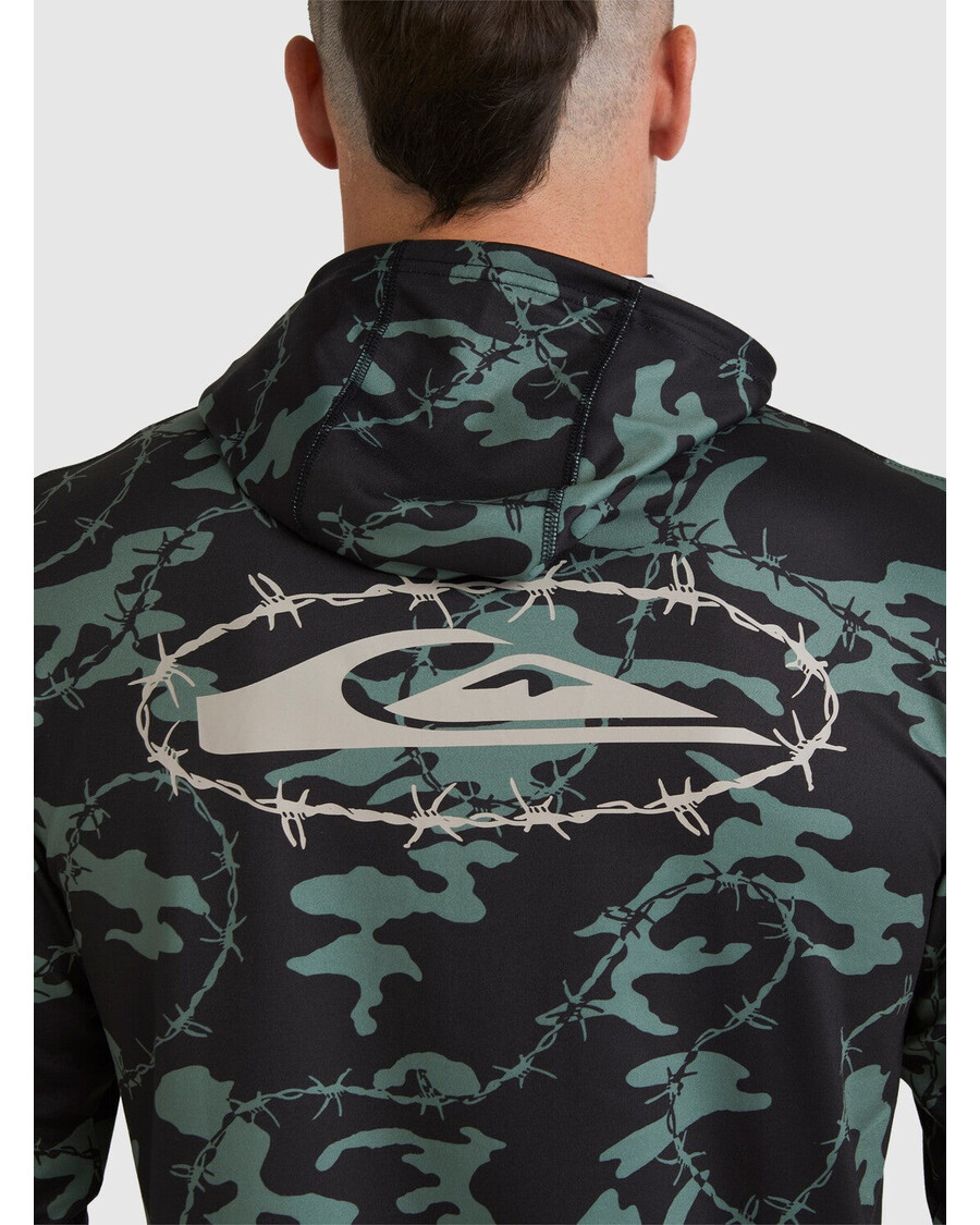 Quik Silver Mikey Hooded Long Sleeve UPF 50 Surf T-Shirt - Black