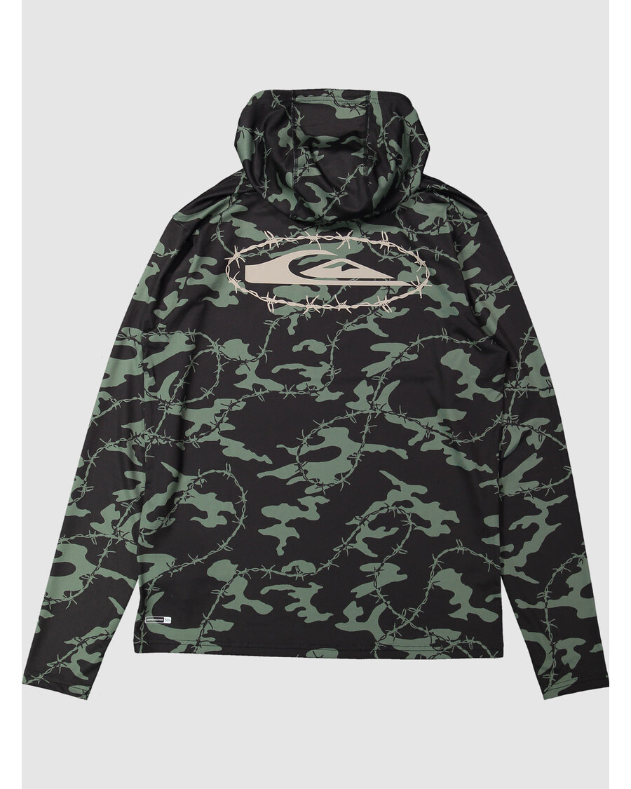 Quik Silver Mikey Hooded Long Sleeve UPF 50 Surf T-Shirt - Black