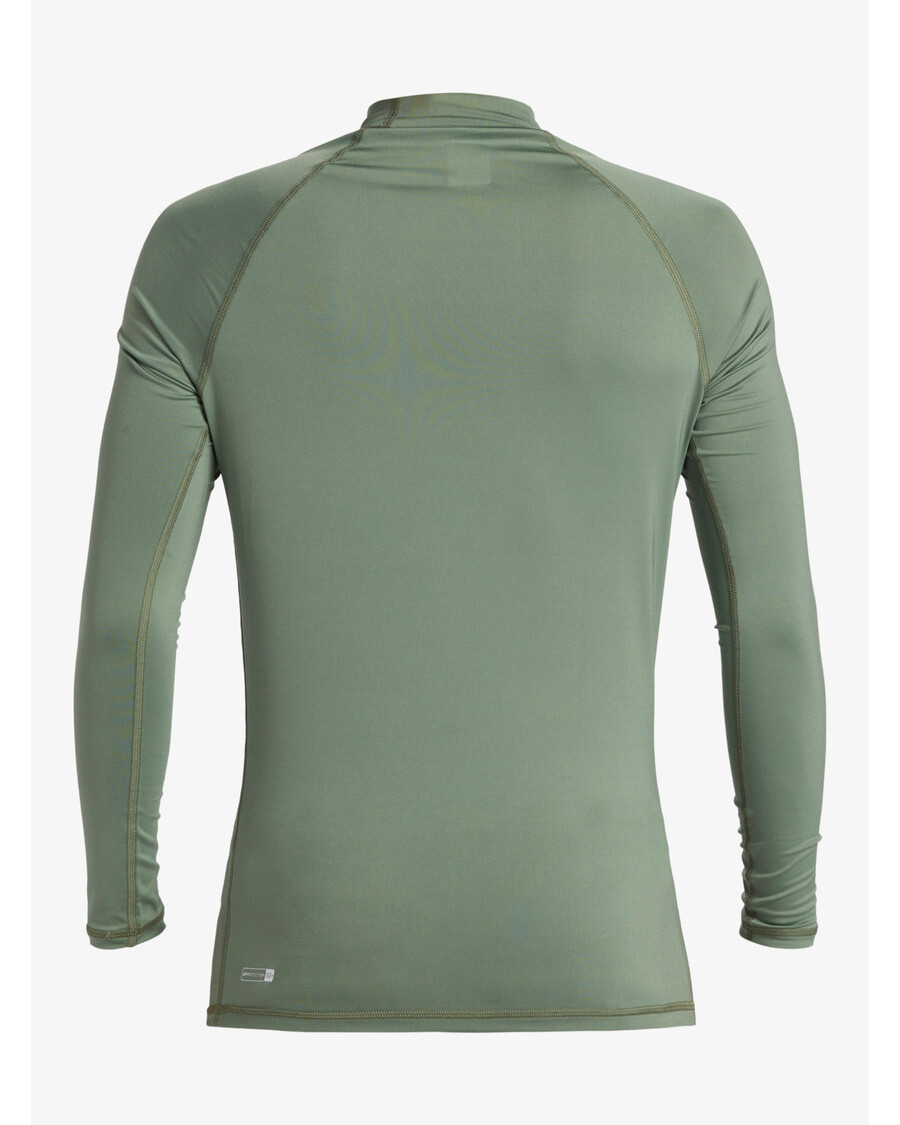 Quik ασημένιο σήμα της Χαβάης Upf 50 μακριά μανίκια Rashguard - θαλάσσιο σπρέι