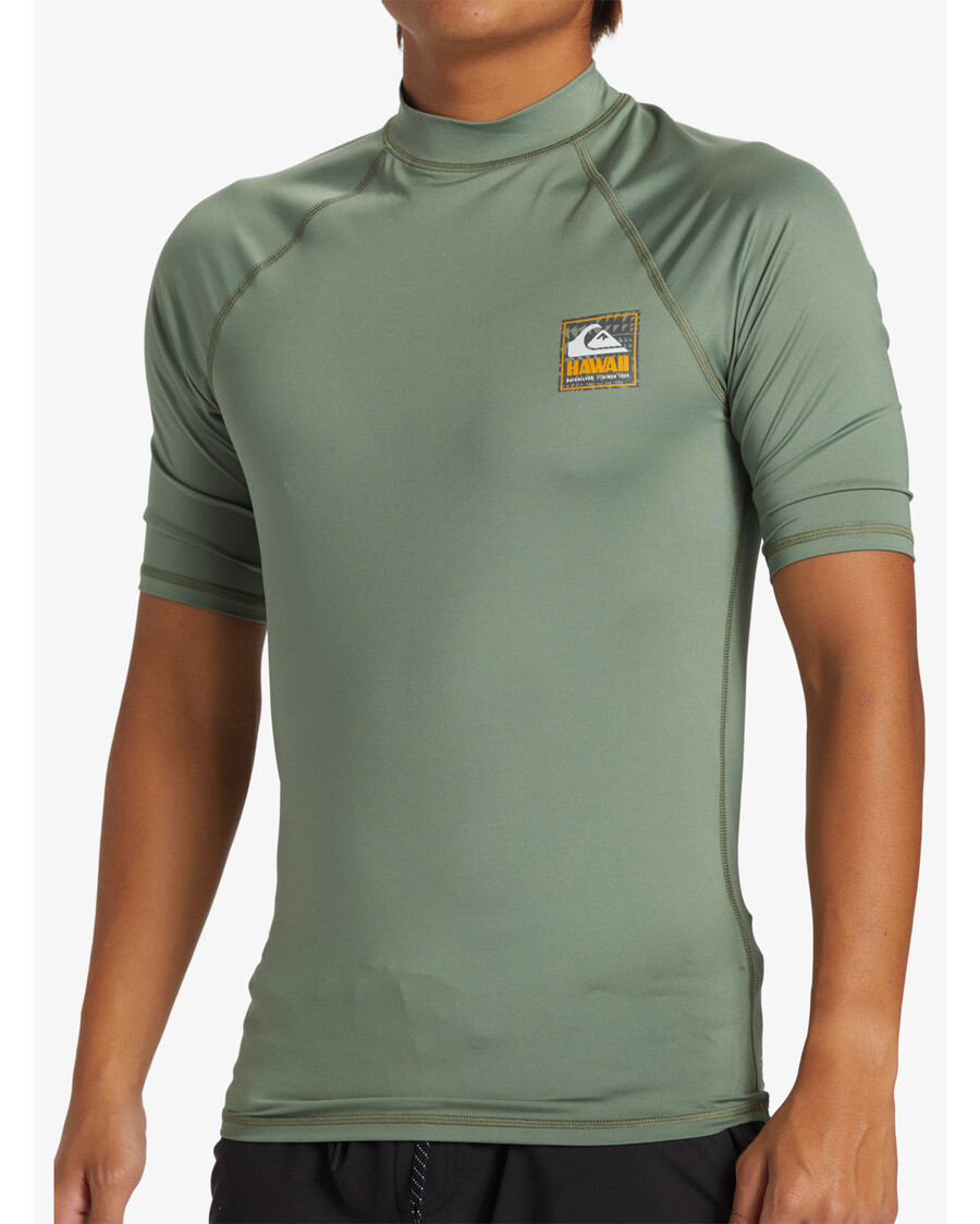 Quiksilver κονκάρδα χαβάης Upf 50 κοντομάνικο προστατευτικό εξανθήματος - θαλάσσιο σπρέι