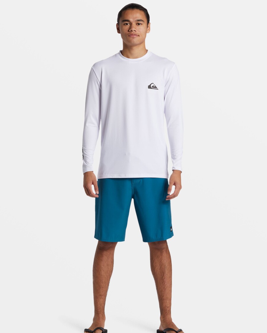 Quiksilver καθημερινή μακρυμάνικη μπλούζα σερφ - λευκό