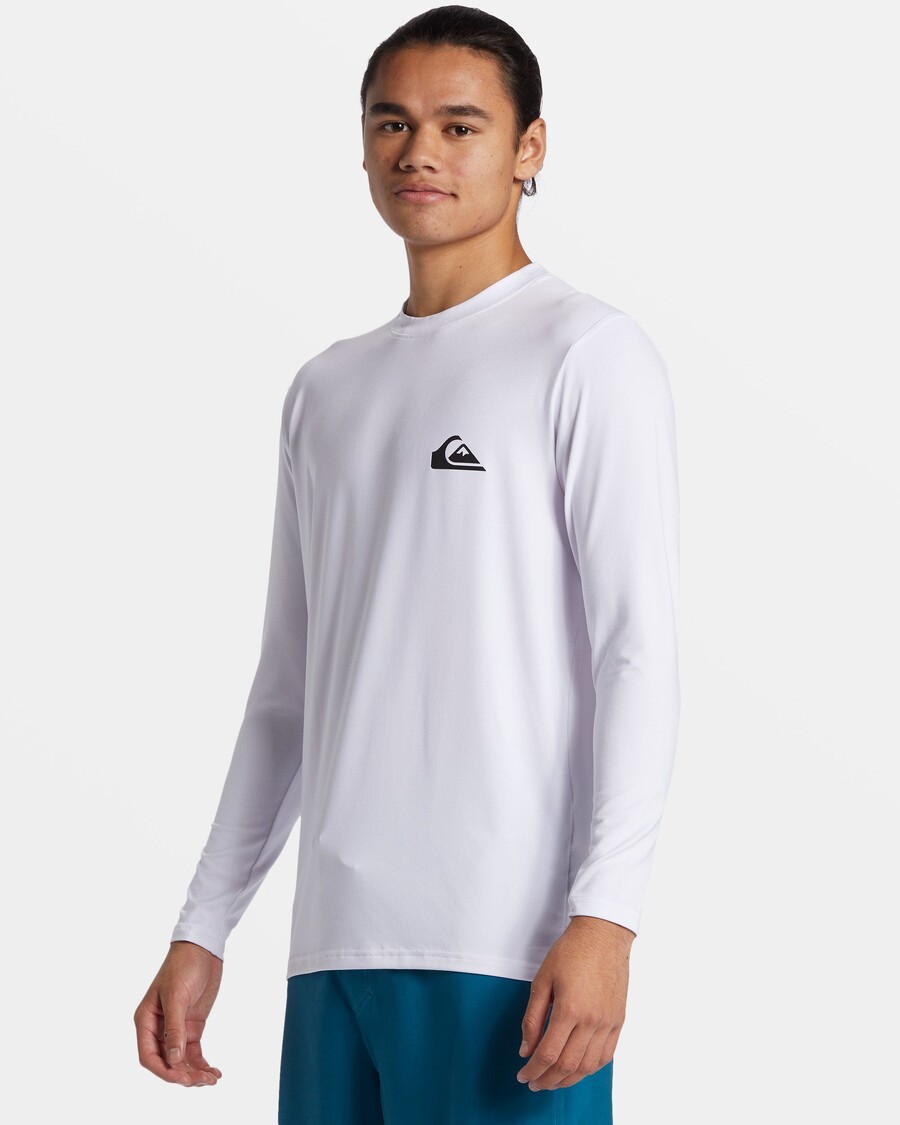 Quiksilver καθημερινή μακρυμάνικη μπλούζα σερφ - λευκό
