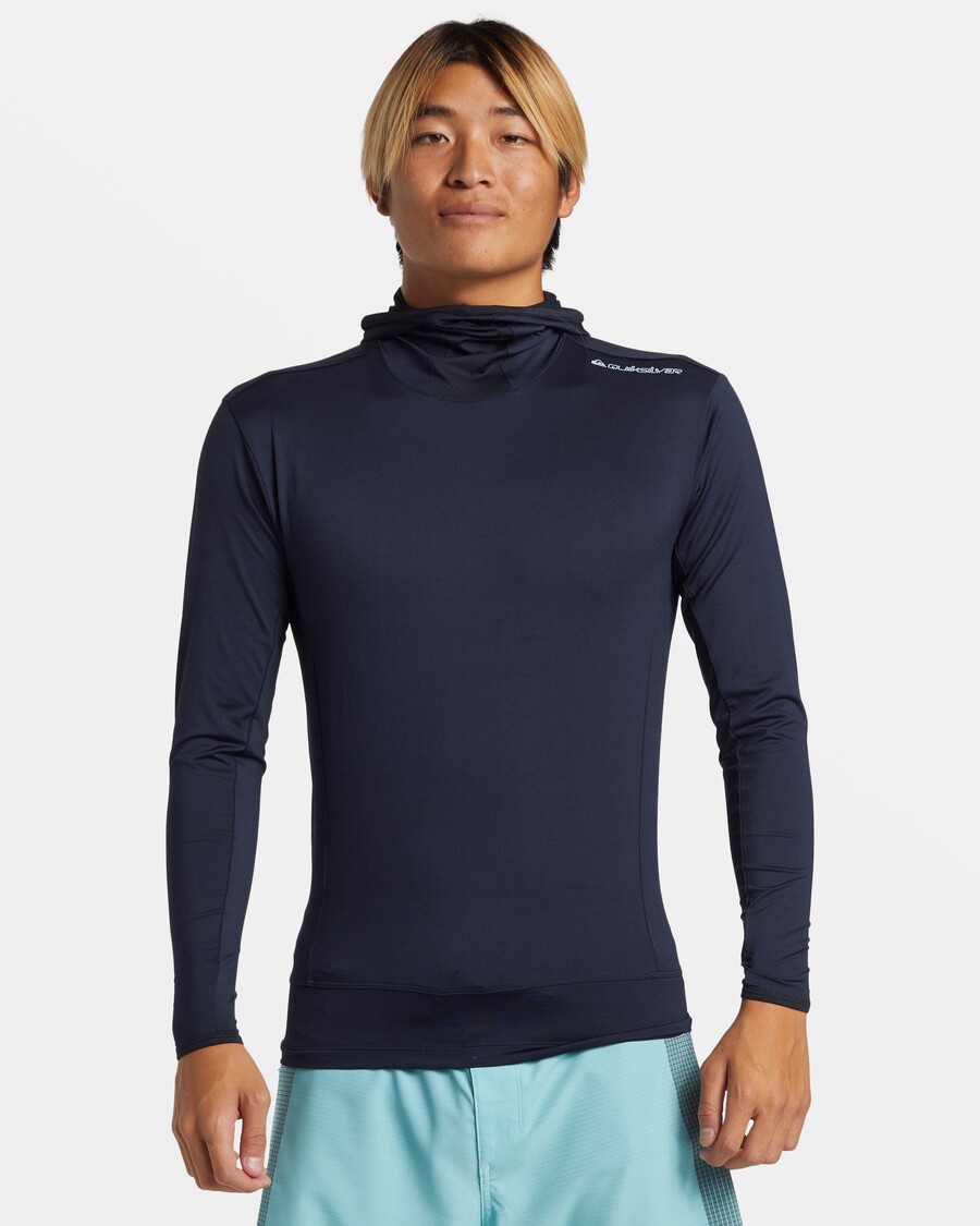 Quik Silver Highline Upf 50 Rashguard S Kapucňou A Dlhým Rukávom - Tmavo Námornícka