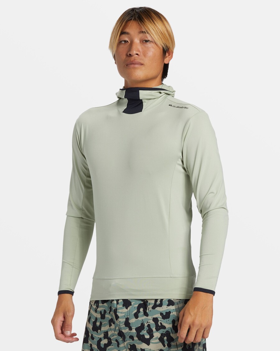 Quik Silver Highline UPF 50 Hooded Long Sleeve Rashguard - Desert Sage