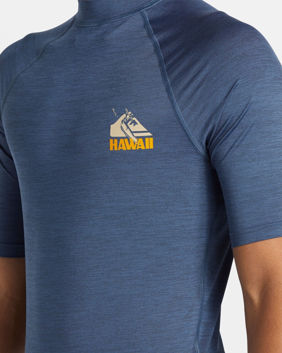 Quik ασημί πετρογλυφικό Upf 50 κοντό μανίκι Rashguard - Vintage Indigo Heather