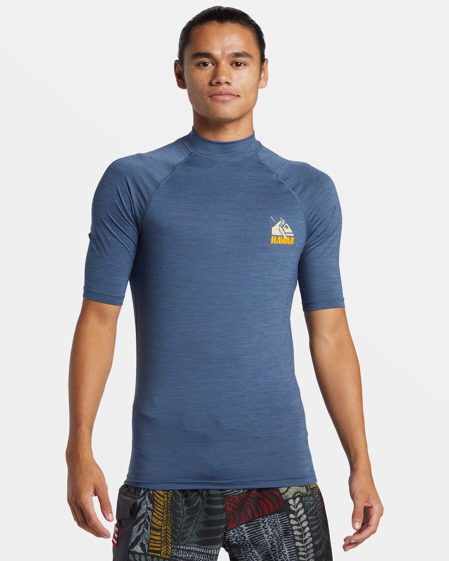 Quik Silver Petroglyph Upf 50 Kortärmad Rashguard - Vintage Indigo Ljung