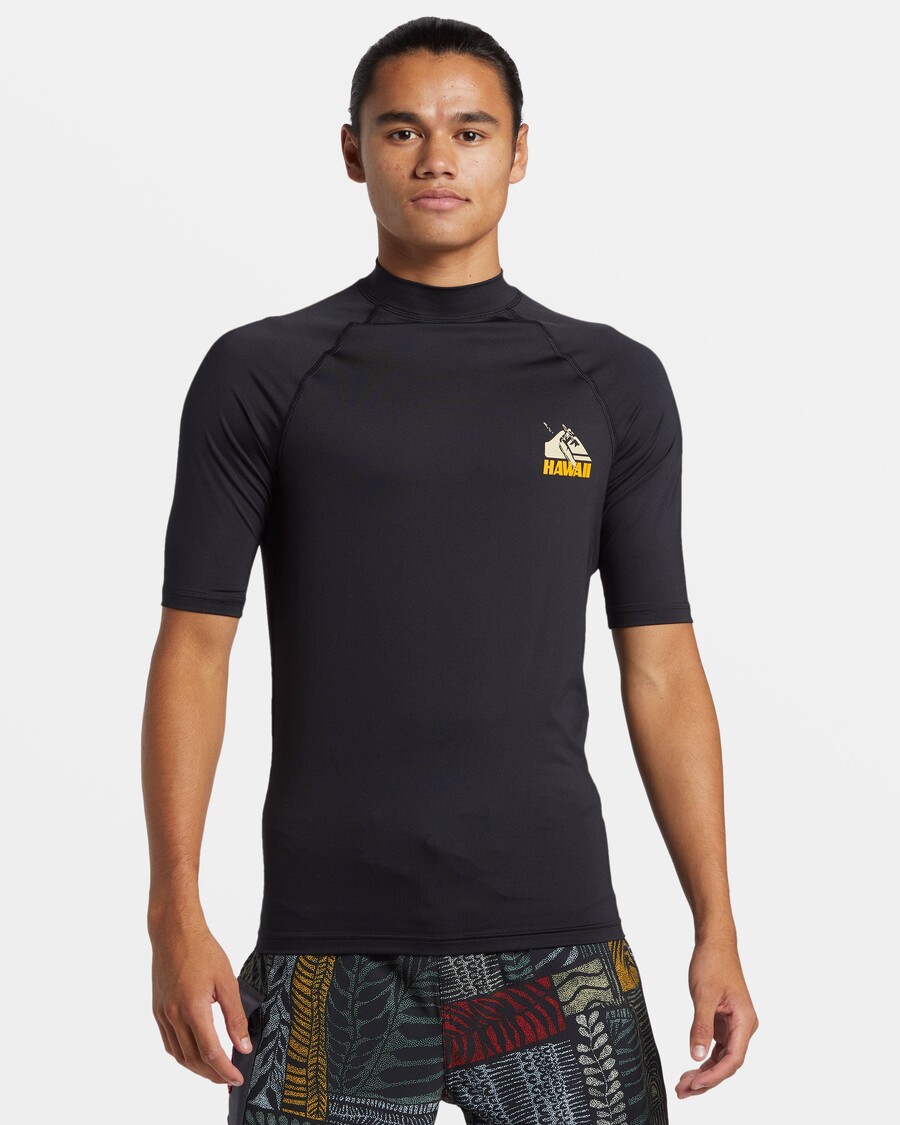 Quik Srebrni Petroglif Upf 50 Rashguard Kratkih Rukava - Crni
