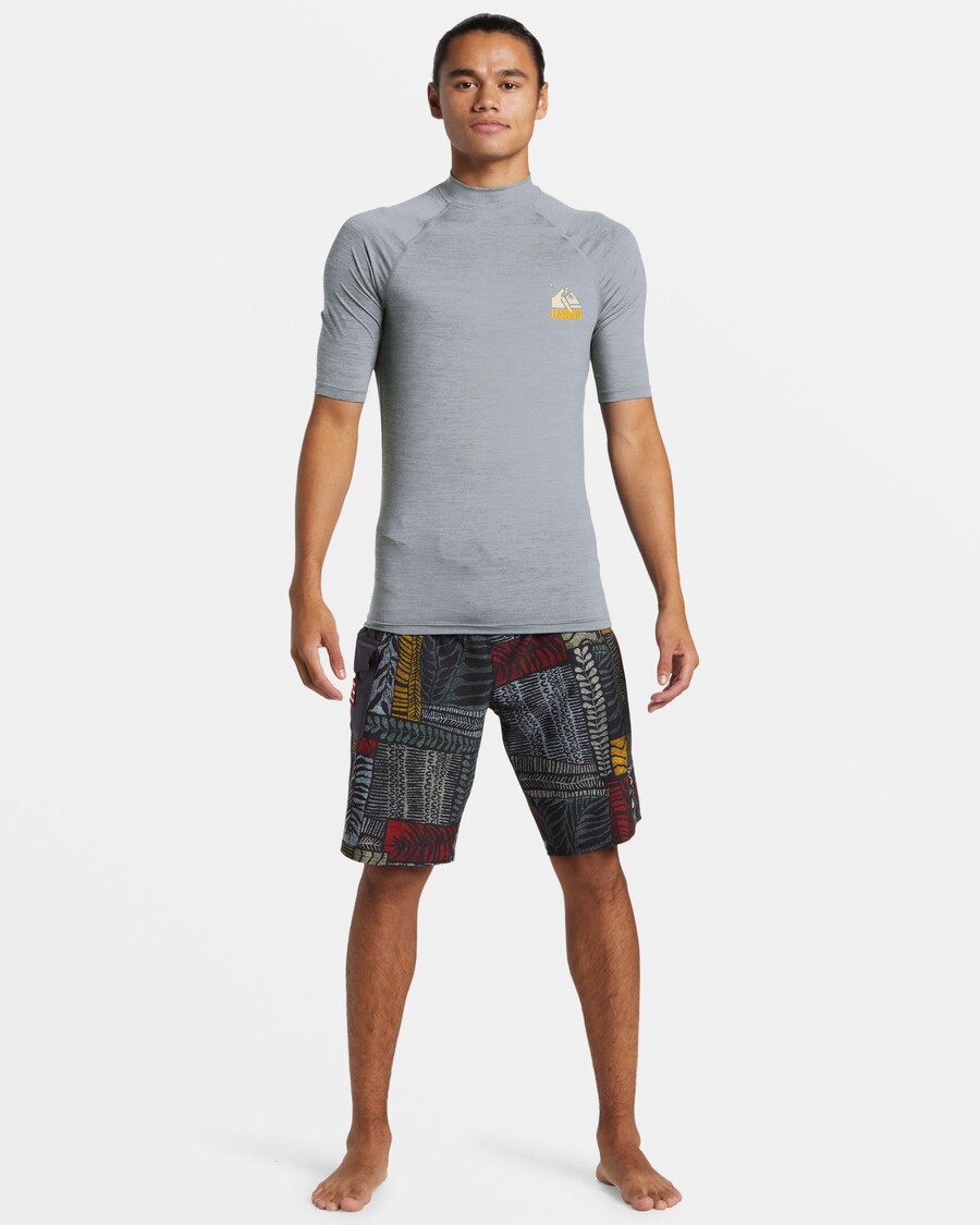 Quik Silver Petroglyph UPF50 Short Sleeve Rashguard - Quarry Heather