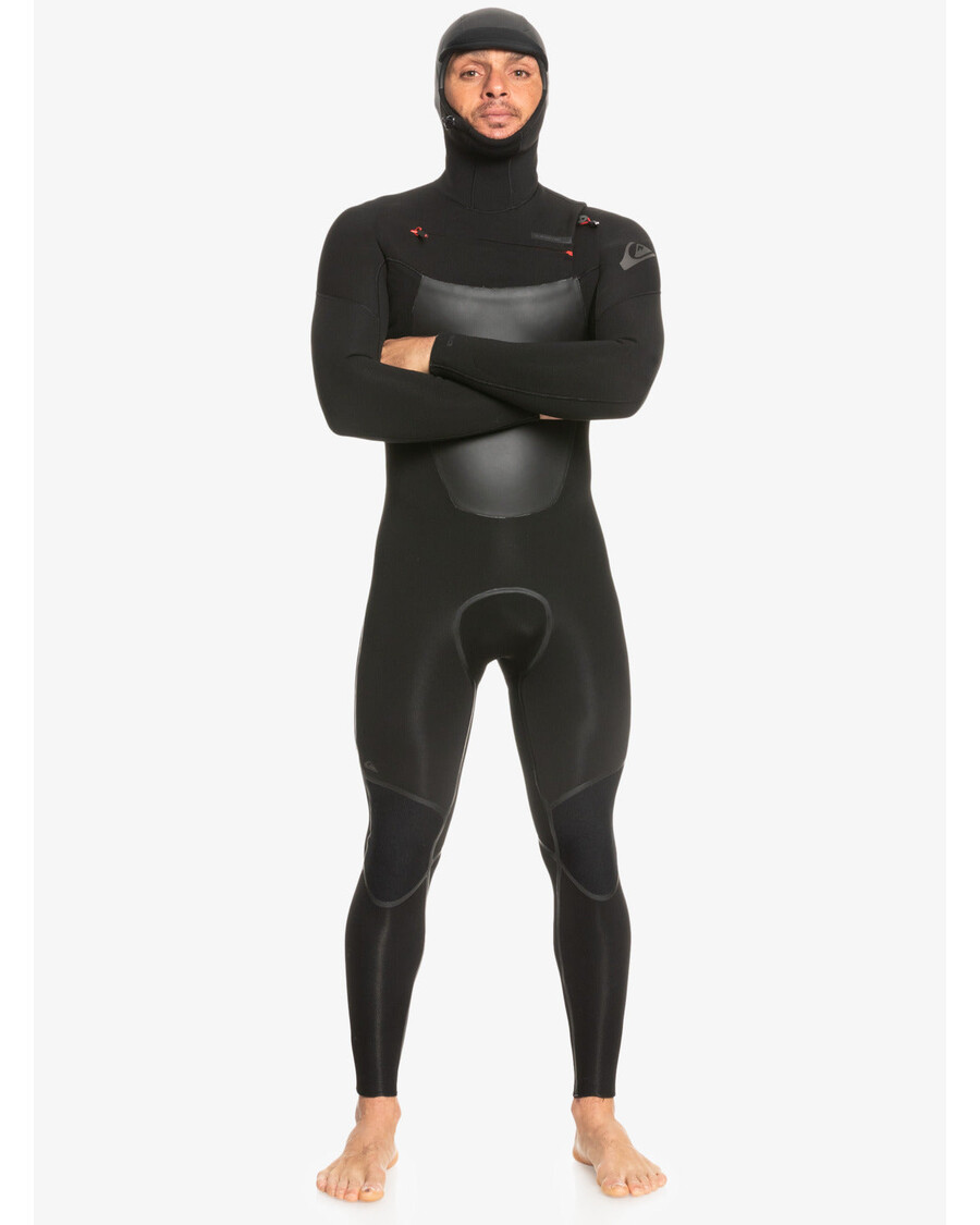 куиксилвер 4/3 маратон сесије са капуљачом на грудима са патент затварачем - црна