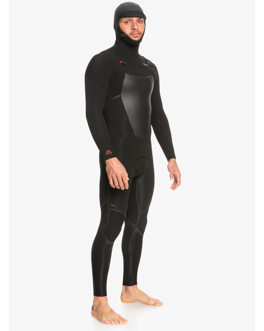 куиксилвер 4/3 маратон сесије са капуљачом на грудима са патент затварачем - црна