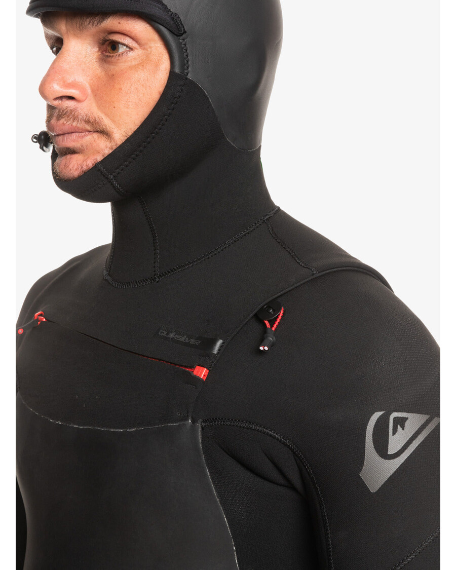 куиксилвер 4/3 маратон сесије са капуљачом на грудима са патент затварачем - црна