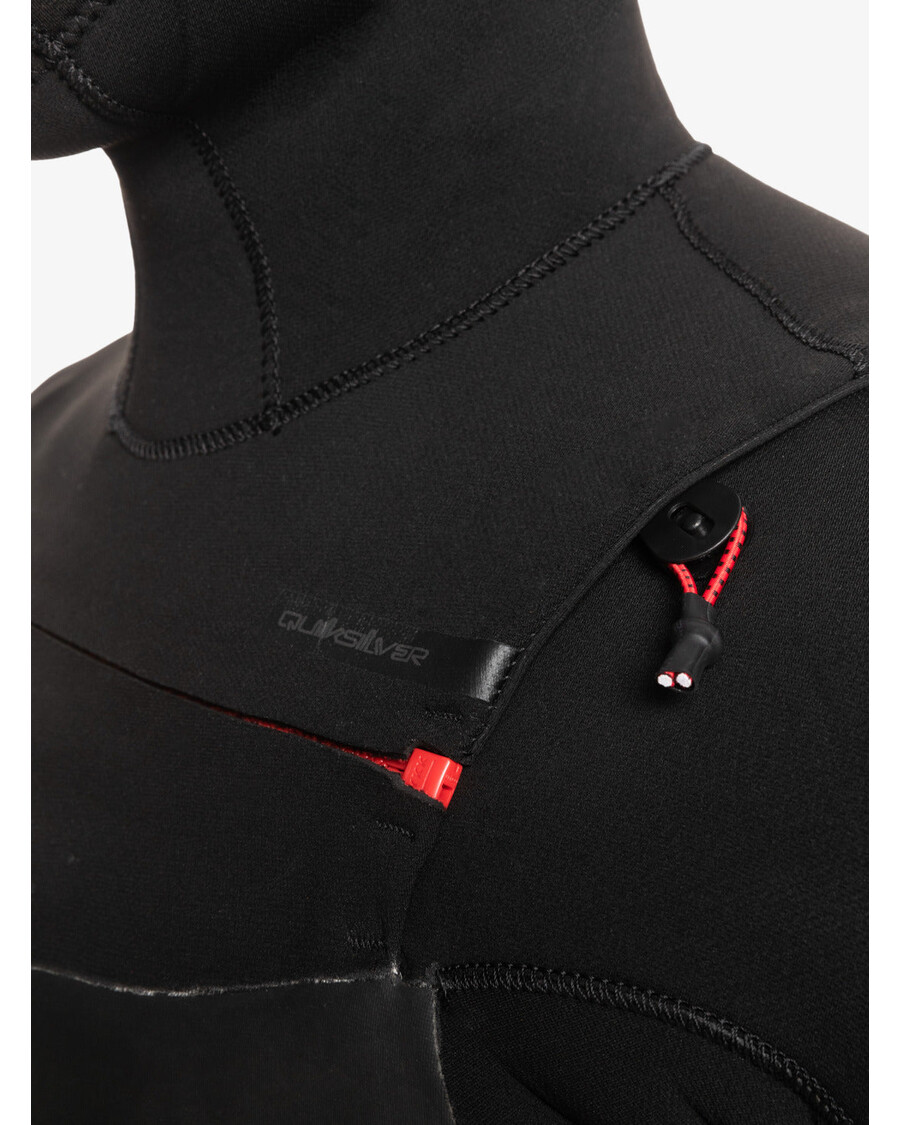 куиксилвер 4/3 маратон сесије са капуљачом на грудима са патент затварачем - црна