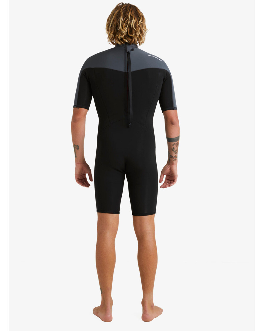 Quik Silver 2/2mm Everyday Sessions Short Sleeve Back Zip Springsuit - Black/Gun Metal