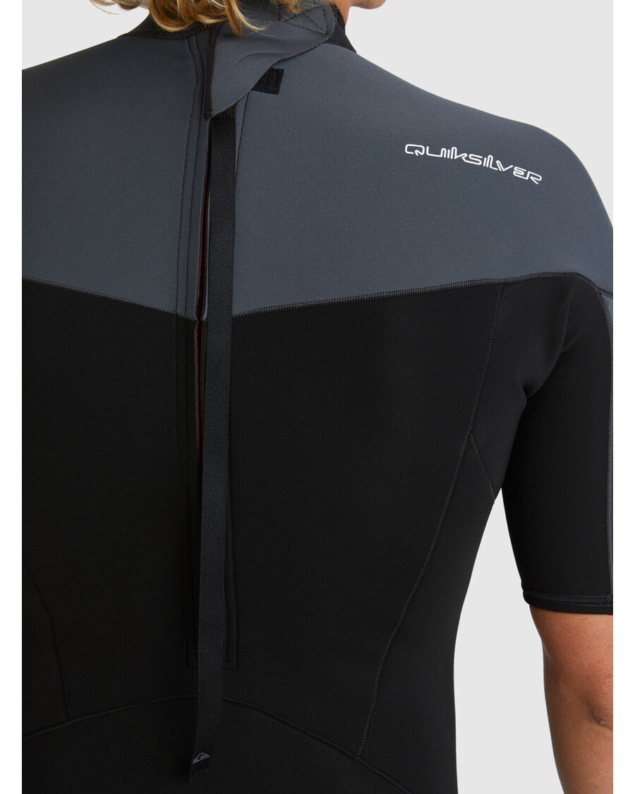 Quik Silver 2/2mm Everyday Sessions Short Sleeve Back Zip Springsuit - Black/Gun Metal
